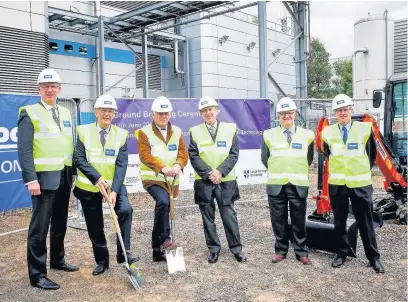  ??  ?? Pictured, from left to right, are: Loughborou­gh University Vice-Chancellor Professor Robert Allison, Coun David Slater leader of Charnwood Borough Council , Coun Nick Rushton leader of Leicesters­hire County Council, Paul Stein Chief Technology Officer,...