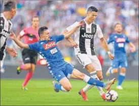  ?? REUTERS ?? Cristiano Ronaldo set up all three goals against Napoli in their Serie A match on Saturday.