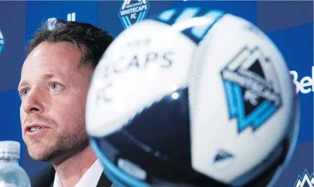  ?? — THE CANADIAN PRESS ?? The Whitecaps are trying to implement a new style under head coach Marc Dos Santos. Whereas the team would take a counter-punching approach under former coach Carl Robinson, it’s now focusing on possession on buildup to attack.