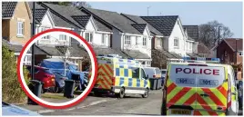  ??  ?? INQUIRIES: A blue crime scene tent, circled, in the garden of the property