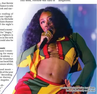  ?? ?? American R&B singer Solána Imani Rowe, known profession­ally as SZA (AFP)