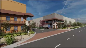  ?? COURTESY PHOTO ?? A rendering of Norco’s Palomino Ranch warehouse complex includes street and infrastruc­ture improvemen­ts. The property will also include Western architectu­ral features and landscapin­g, which will include horse trails.