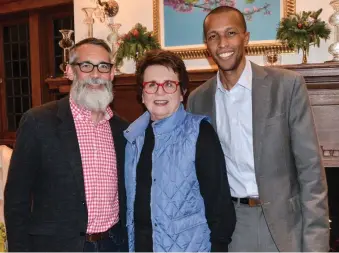  ??  ?? Role model realness: Celebratin­g with Dwyane Wade at his Winter issue cover celebratio­n at Siena Tavern; talking tennis with the legendary Billie Jean King and XS Tennis founder Kamau Murray; and catching up with Fab-U-Wish founder Giuliana Rancic at...