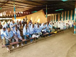  ??  ?? LEFT: YOUNG Adult members of Gondar’s Jewish community take part in a preShabbat study session. THREE TIMES a day, Gondar synagogue services conclude with a resounding rendition of ‘Am Yisrael Hai,’ followed by a passionate reprise of ‘Hatikvah.’