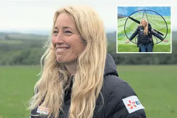  ?? ?? HIGH FLYER: Sasha Dench will follow migrating ospreys using a paramotor, inset.