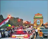  ??  ?? People gather near India Gate during the 74th Independen­ce Day celebratio­ns on Saturday.