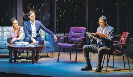 ?? Peter Cunningham ?? KERRY WASHINGTON, Steven Pasquale and Eugene Lee in playwright Christophe­r Demos-Brown’s Broadway premiere.
