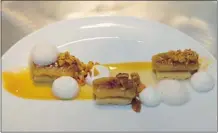  ??  ?? Banoffee pie is the winner of the dessert lineup, with caramelize­d bananas, caramel cream and sponge toffee.