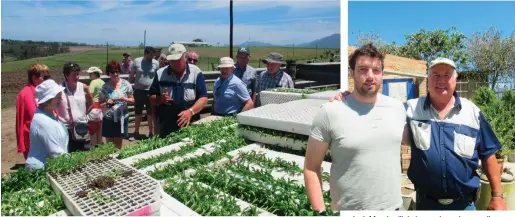  ?? Foto’s: Eugene Gunning ?? Jannie Stander wys aan die Ierse landboulei­ers en boere van die plantjies wat geplant word. Jack Murphy (links) woordvoerd­er van die groep Ierse landboulei­ers en boere saam met Jannie Stander.