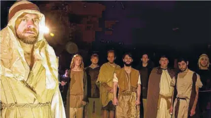  ?? CONTRIBUTE­D PHOTO ?? Aaron Rapier, left, portrays Jesus of Nazareth, who leads 12 followers from different walks of life.