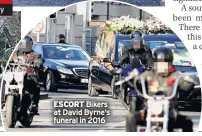  ??  ?? ESCORT Bikers at David Byrne’s funeral in 2016