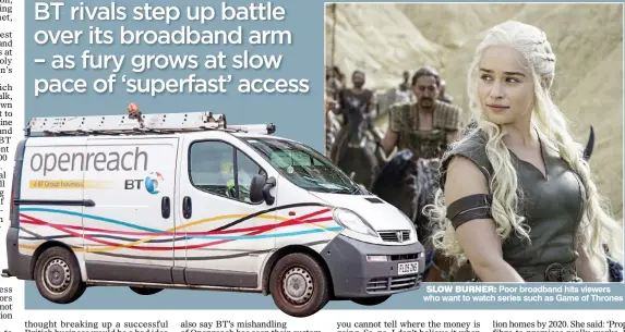  ??  ?? SLOW BURNER: Poor broadband hits viewers who want to watch series such as Game of Thrones