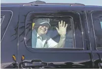  ??  ?? President Donald Trump waves to supporters Thursday en route to his Mar-a-Lago estate in West Palm Beach, Fla. He blasted China on Twitter over reported oil shipments to North Korea.