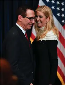  ??  ?? Presidenti­al adviser Ivanka Trump introduces US Treasury Secretary Steve Mnuchin during a discussion of tax reform in California. Photo: Getty Images