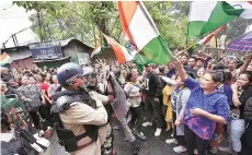  ?? PHOTO: SUBRATA MAJUMDER ?? GJM supporters stage a protest demanding Gorkhaland in Darjeeling on Saturday