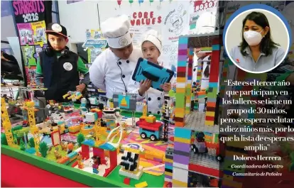  ?? Coordinado­ra del Centro Comunitari­o de Peñoles MANUEL GUADARRAMA ?? El equipo presentó una maqueta de Masterchef Robotics donde los niños cocinan una pizza con ayuda de un brazo robótico, llamando la atención de los jueces.