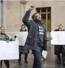  ??  ?? Supporters of Jussie Smollett rally Thursday outside the Leighton Criminal Court Building.
