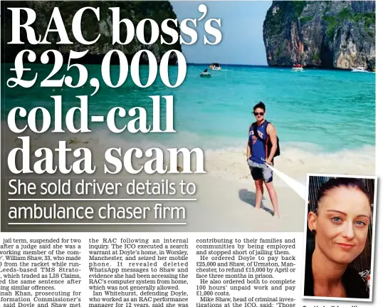  ??  ?? Exotic E ti h holidays: lid Ki Kim Doyle, 33, on beach holiday in Thailand