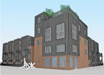  ?? RENDERING BY HEFFERLIN + KRONENBERG ARCHITECTS ?? A new residentia­l project named Westridge on the Southside calls for an 11-unit developmen­t on East Main Street near downtown.