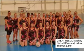  ?? ?? GREAT RESULT! Ashby Netball Club and, below, Thomas Lane