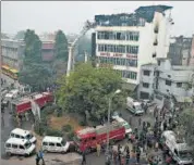  ??  ?? Hotel Arpit Palace in Karol Bagh, where a a pre-dawn blaze on February 12 this year killed 17 people. SANCHIT KHANNA/ HT FILE