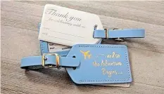  ?? Pinterest ?? PINTEREST has a number of idea boards filled with wedding favour gift inspiratio­n. A practical gift, like personalis­ed suitcase tags (for couples who love travel) or these flip-flops, left, will ensure your guests will always have a reminder of your special day. |