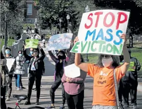  ?? NancY lane / boston Herald ?? residents rally against evictions on boston common on oct. 11.