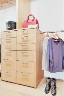  ??  ?? A built-in closet is made more attractive through the use of props and lifestyle elements.