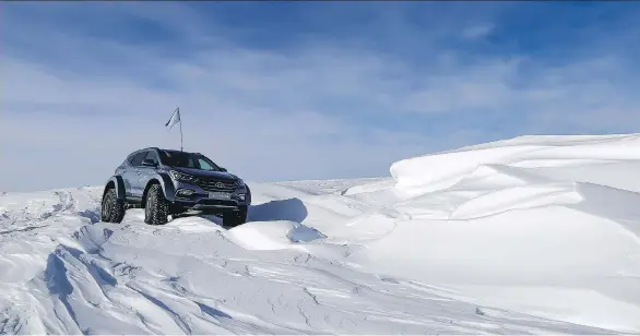  ?? PHOTOS: ARCTIC TRUCKS/INCCONTENT.COM ?? A modified Hyundai Santa Fe was the first passenger vehicle driven all the way across Antarctica — and it drove all the way back, too.