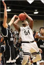  ?? Photo by Louriann Mardo-Zayat ?? Bryant forward SaBastian Townes (54) scored 13 of his team-high 16 points in the second half of Saturday’s loss to LIU-Brooklyn.