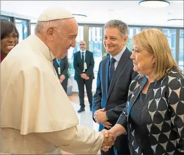  ?? TELAM ?? DE ARCHIVO. Malcorra volvió a ver al Papa, como en junio pasado. No hubo foto de la reunión de ayer.