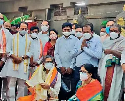  ??  ?? Chief Justice of India N.V. Ramana with his wife participat­es in a special puja organised at Yadadri on Tuesday.