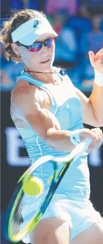  ??  ?? Samantha Stosur will play Caroline Wozniacki in the US Open first round today.