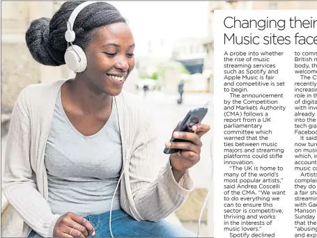  ?? ?? Fans love streaming music to their phone but artists say system is unfair