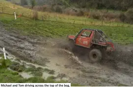  ??  ?? Michael and Tom driving across the top of the bog.