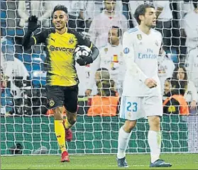  ?? FOTO: AP ?? Aubameyang, bigoleador en un Bernabéu donde sueña con vestir de blanco algún día