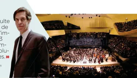  ??  ?? Dysharmoni­e. Lors du concert inaugural de la Philharmon­ie, le 14 janvier 2015, le fauteuil de Jean Nouvel est resté vide. L’architecte dénonçait alors une inaugurati­on « prématurée ».