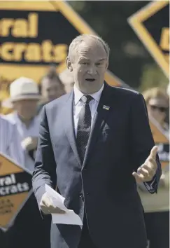  ?? ?? Liberal Democrat leader Sir Ed Davey addresses supporters in Wimbledon following the local council elections