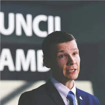  ?? GAVIN YOUNG ?? Ward 11 Coun. Jeromy Farkas says that in the wake of council voting to end the retirement allowance for city workers, elected officials should “follow suit” and end their own transition payments.