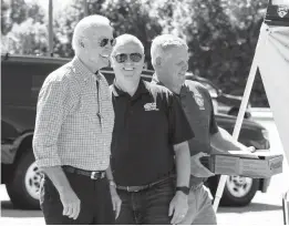  ?? MANUEL BALCE CENETA/AP ?? President Biden, left, greets labor union members of the Internatio­nal Brotherhoo­d of Electrical Workers Local 313 in New Castle, Del., commemorat­ing Labor Day.