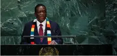  ??  ?? Zimbabwe’s President Emmerson Mnangagwa addresses the 73rd session of the UN General Assembly in New York this week. |