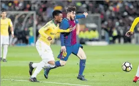  ?? FOTO: FCB ?? Messi salió en el 74 y desató la locura en las gradas del estadio de Johannesbu­rgo