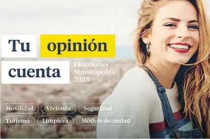  ?? Biseño / La Vanguardia ?? Imagen que acompaña la encuesta de la iniciativa de participac­ión “Tu opinión cuenta”