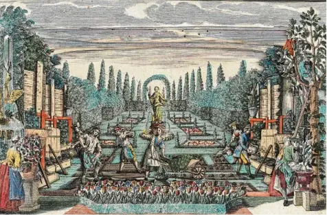  ?? Foto: Städtische Kunstsamml­ungen ?? Den Kreuzgang und Stiftsgart­en von St. Ulrich und Afra zeigt der kolorierte Kupferstic­h von Johann Friedrich Probst.