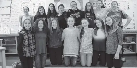  ?? [FAISAL ALI / THE OBSERVER] ?? The 18 members of the WE Team at St Teresa: Jaimee, Kiera, Lana, Natalie, Kassidy, Anna, Jaylyn, Heike, Hailey, Jenna, Makenna K, Makenna B, Nadia, Jordyn, Avery and Reese. Missing from the photograph are fellow team members Georgia and Emily.