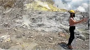  ??  ?? Tourist Allessandr­o Kauffman filmed one of the last tours of Whakaari/White Island before Monday’s eruption.