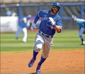  ?? BRIAN BLANCO / GETTY IMAGES ?? “To hit a ball in the gap and just flat out outrun the defender and the ball to third base is something you don’t see very often,” says Toronto’s Kevin Pillar.