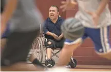  ?? MARK HENLE/ THE REPUBLIC ?? David Solano yells to a player during practice at Raul H. Castro Middle School.