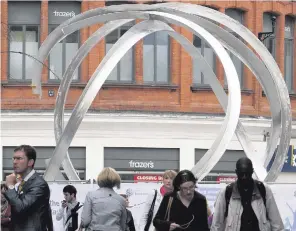  ??  ?? The Spirit Of Belfast at Cornmarket, aka the Onion Rings