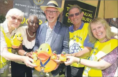  ?? Picture: Chris Davey FM4428351 ?? Nan Miller, Rosemarie Morton, Martin Ward, Michael Leadbeater and Deborah Connolly promote Canterbury’s Rotary Duck Race at Redhouse Nursing Home